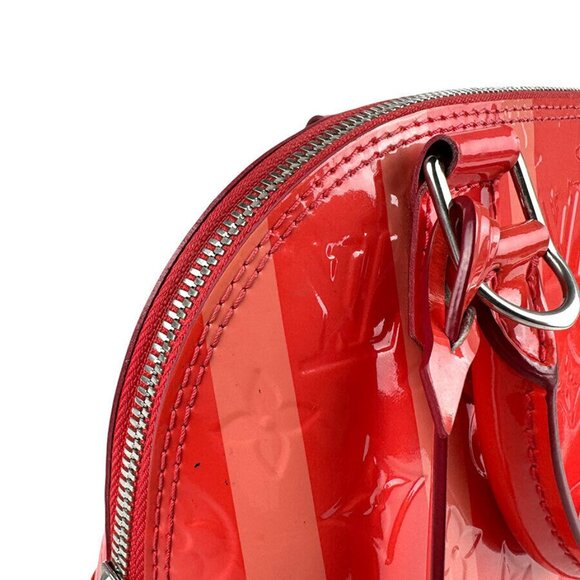 Auth LOUIS VUITTON Vernis Rayur Alma BB Handbag Shoulder Bag Poppy petal - z4115 - Picture 6 of 16